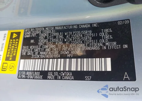 2010 Lexus Rx 350 из США, поврежденный, VIN 2T2ZK1BA7AC001954